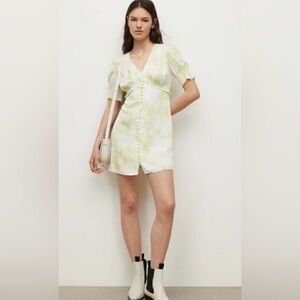 All Saints Womens Demi Marama Satin V Neck Short Sleeve Mini Dress NWT Size 10